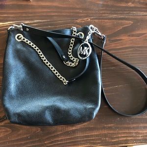 Michael Kors black leather crossbody purse